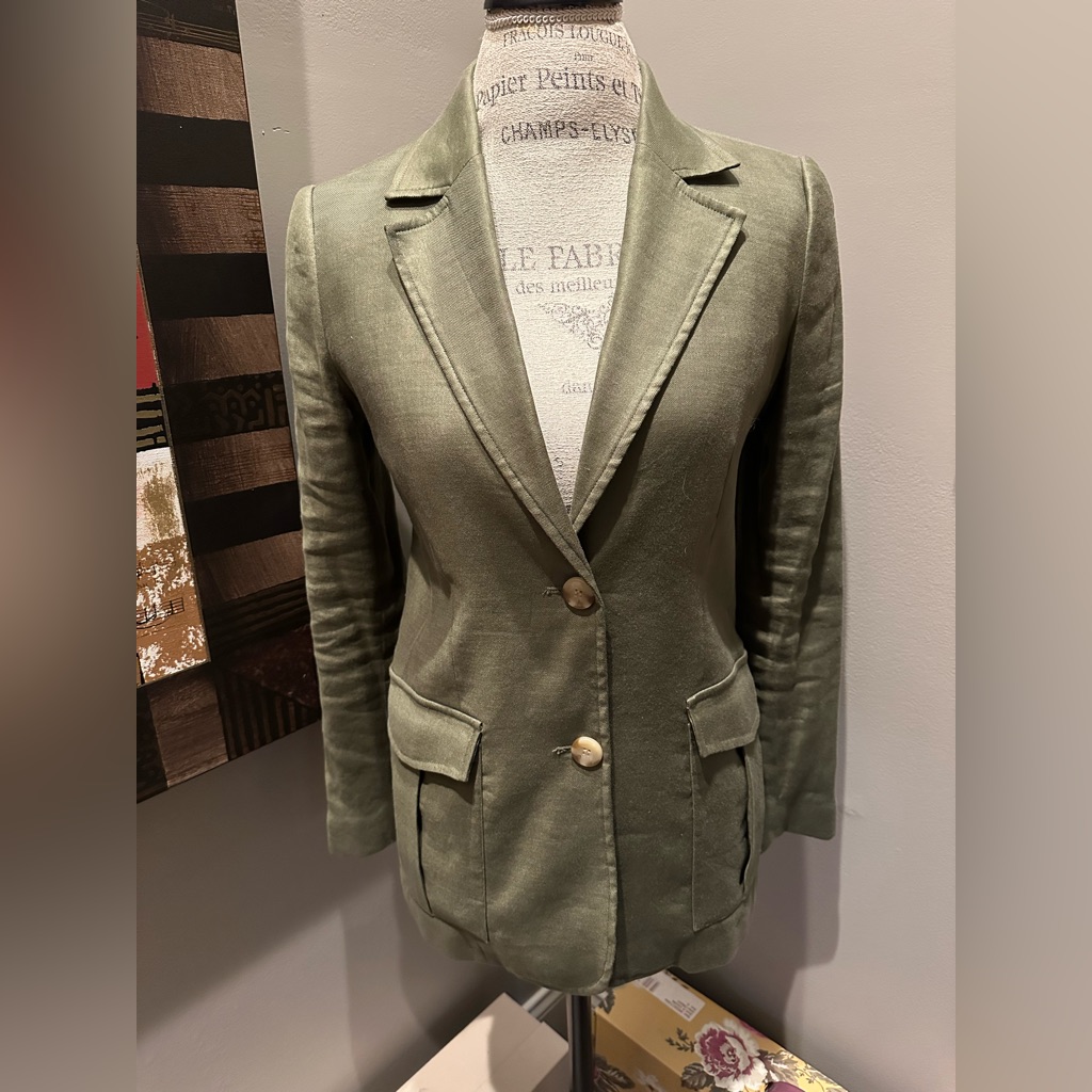 Nwt Elie Tahari Olive Green Linen Blazer